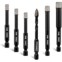 Set 6 Punte Diamantate Per Forare Piastrelle E Vetro | Diametro 1-6 Mm Per Trapano