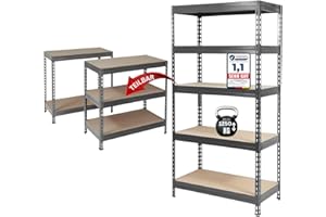 ‎KARAT KARAT schwerlastregal - Steckregal, Kellerregal, Lagerregal, Werkbank - Traglast bis 1250 kg - Schnelle Montage & Standsicher (Anthrazit-Grau, 180 x 90 x 45 cm)