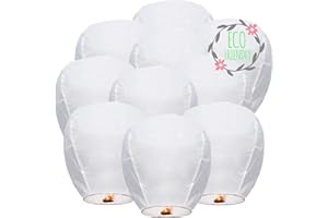 STAY GENT Set of 10 Chinese Sky Lanterns for Christmas, New Years Eve, Chinese New Year, Weddings & Parties, White