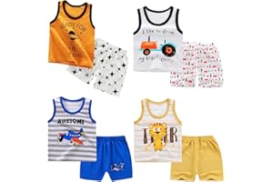 XM-Amigo 8 Pack De Garçon Ou Bébé Garçon sans Manches T-Shirt Débardeurs Pantalons Courts Ensembles De Vêtements, Âge (3 Mois à 7 Ans)