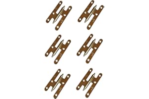 AZERODESIGN-Bisagras Puertas Madera-Bisagras para Puertas-Pernio Bisagra-Material Acero con Remates-Pack 6 Unidades-Medidas100x57mm-Cantos Redondos(IZQUIERDA, DORADO BRILLO)