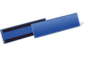 DURABLE - Porte étiquette - Porte étiquette magnétique - Pochette porte-étiquette - Pour surfaces métalliques - Format 1/3 A4 paysage - 210 x 74 mm - Bleu foncé - Boîte de 50 pièces - 175807