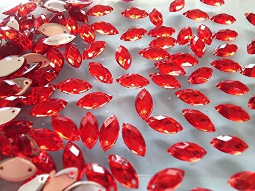 Wholesale Red Sew on Acrylic Crystal Rhinestone Navette Shape 6*12mm Strass Diamond Gemstone 400pcs/lot