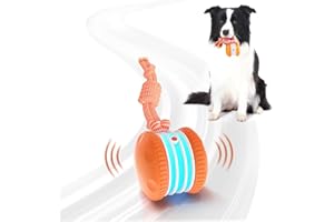 Hedsuin Interaktiver Hundeball, Zufallspfad Elektrisches Automatisches Bewegliches und Rollen Hundespielzeug mit Seil für Kleine Mittlere Große Hunde, Bewegungsaktiviertes Hundespielzeug