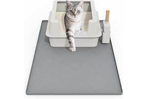 KIXCVDM Alfombrilla Arena Gatos, 86 X 56 Cm, Alfombrilla Arenero Gato, Orina y Resistente al Agua, Fácil de Limpiar, Suave Patas Gato,Alfombra Antideslizante Gatos Para el Suelo,Gris L