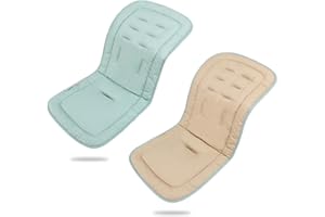 LAT LEE AND TOWN LAT Universal Pram Liner, Baby Pushchair Seat Liners, Cotton Double-Sided Use Baby Stroller Cushion Pad, Stroller Seat Pad for Toddler Infant 78x34cm (Khaki+Green)