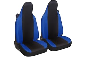 Susy Shop Coprisedili Auto Compatibili Per Smart fortwo, 450 451 e 453, Set 2 Fodere Anteriori, Realizzate In Tessuto Policotone (Nero/Blu Royal)