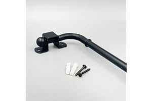 DESIGN CRAFT INTERIORS Extendable Curtain Rod Poles Ball Type Without Rings - Swinging Arm Drapery Rods for Insulation of Doors or Windows Made with Durable Brass Material (F. Black, 60 x 110CM)