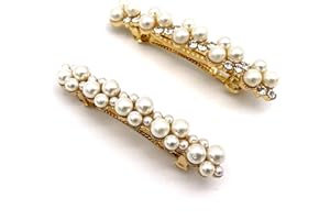 Careor Barrettes en alliage ornées de perles artificielles pour femmes et filles en cadeau d’anniversaire/Saint-Valentin/mariage