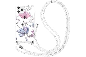 Yoedge Funda con Cuerda para Samsung Galaxy A42 5G 6.6″ Flores Carcasa de Suave TPU Silicona Case con Colgante Cordon Colgar Collar Correa de Cuello Cadena Cordón para Samsung A42 el teléfono, Flor
