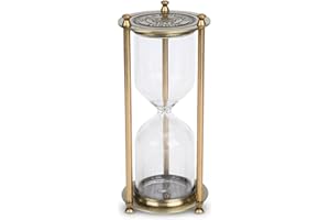 HERCHR Clessidra 15 Minuti, Timer a Clessidra Riempibile Con Cornice in Ottone, Sabbia Timer Orologio Ornamento per La Casa, Conto Alla Rovescia Clessidra Design Timer Da Cucina per Scrivania, Ufficio(M)