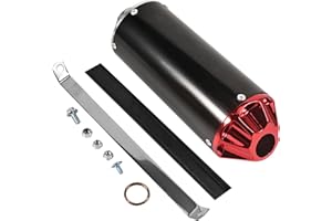 Trkimal Motorrad Auspuff Schalldämpfer 28mm Universal Motorrad Edelstahl Schalldämpfer Hinten Auspuffrohr mit Klemmdichtung für 50cc 70cc 90cc 110cc 125cc ATV Dirt Pit Quad Bike Motocross(Rot)