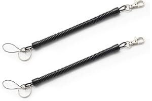 LERANXIN Attache Porte Clé, 2 Pièces Dragonne Telephone Portable, Lanière de Pêche, Lanière Elastique Spirale Noire, Longe en Plastique De Pêche de Haute Qualité