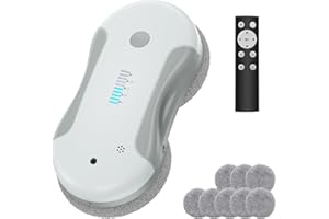 Jemyths Robot Laveur de Vitre, 5800 Pa Robot Nettoyeur de Vitres Intelligent, Deavec Double Système de Pulvérisation d'eau, Commutation Multilingue, Convient aux Fenêtres Intérieures et Extérieures