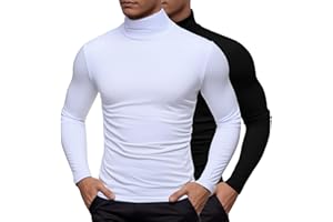 HANRAZ 2pack Rollkragenpullover Herren Slim Fit Kragenpullover Langarm Langarmshirt Einfarbig Basic Turtleneck Baumwolle Unterziehrolli Dünn Compression Kompressionsshirt