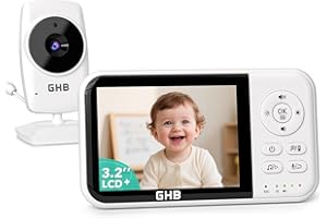 GHB Babyphone mit Kamera Baby Monitor 3,2 Zoll LCD 2100 mAh Akku 2X Zoom Temperatursensor Nachtsicht Gegensprechen