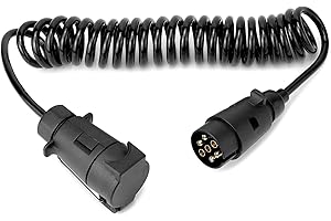 QWORK® Câbles d'Extension 3 m pour Remorques avec Adaptateur Prise Remorque 7 vers 7 Broches pour Caravane Camion RV Tracteur