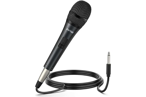 FIFINE K6 - Karaoke Microphone, Dynamic Vocal Microphone for Speaker,Wired Handheld Mic with On/Off Switch and14.8ft Detachable Cable.
