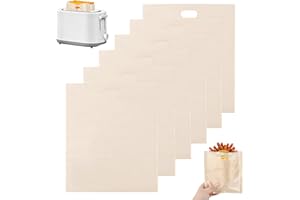LOBVABA 6 Stück Toaster Bags Wiederverwendbar Sandwich Toast，für Mikrowelle Grill Toaster.