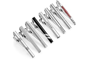 Wynameleri Multi-Pcs Tieclips Set for Men Tie Bar Clip Set for Regular Ties Necktie Wedding Business Clips with Box, Father's Day pre-sent, Silver Tie Bar & Gold Tie Clip for Men