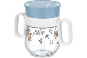 Mepal - Gobelet d'Apprentissage 360° Mio - Étanche - Bord à 360° pour boire de tous les côtés - Poignées à prise facile - Se scelle lorsque l'enfant cesse de boire - 200 ml - Forest Friends