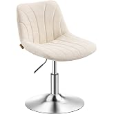 VASAGLE Swivel Vanity Stool, PU Leather, Cream White and Dove Grey | Vanity Stool, 43.0 x 46.5 x (65.5-77.5) cm, PU Leather,
