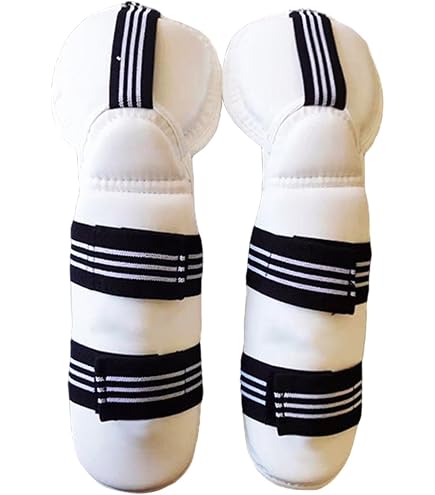 Espinilleras De Taekwondo KWON Evolution – Certificadas WTF – Vinilo Y Cierres Elásticos – Talla Única – Color Blanco