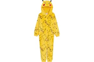 Pokémon Combinaison Enfant Fille Garçon Déguisement Tout-en-Un Pyjama avec Capuche 3D en Polaire Fermeture Éclair Loungewear