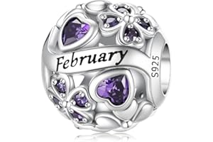 Aurevella avec Pierre de Naissance Trèfle à Quatre Feuilles Pendentif en Argent Sterling 925 Compatible avec les Bracelets et Colliers Européens, Cadeau D'anniversaire,Bijou pour Femme