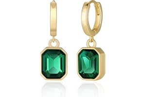 MESOVOR Crystal Gold Hoop Earrings for Women, 14K Gold Plated Drop Earrings | Hypoallergenic Huggie Earrings Jewelry