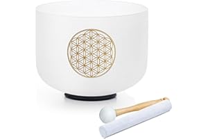 Hye-eun Bol chantant en cristal - 528 Hz - Note Do - 20,32 cm - Design fleur de vie - Pour la guérison par le son, la méditation