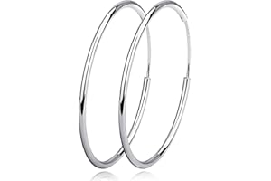 VONALA Sterling Silver Fine Hoop Earrings Circle Endless Loop- Jewellery for Women Girls Diameter Size: 20 30 40 50 60 mm