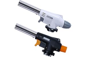 2 Pack Blow Torch Lighter, XWFEU Butane Torch Head Culinary Blow Torch Chef Cooking Torch Lighter Head Adjustable Flame for Creme Brulee BBQ Baking (Gas Canisters Not Included)