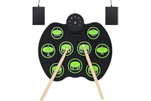 summina Roll Up Digitales E Drum Set Touch Sensitive Practice Drum Kit 9 Drum Pads 2 Fußpedale für Anfänger (keine Lautsprecher)