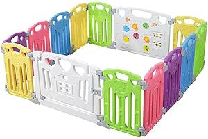 GUPAMIGA Baby Playpen Kids Activity Centre Safety Play Yard Home Indoor Outdoor New Pen (Multicolour, Classic Set 14 Panel) (Multicolour 14 Panel)