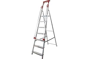 ABBEY ACCESS Abbey Aluminium Safety Platform Step Ladder With Handrail & Tool Tray 7 Tread