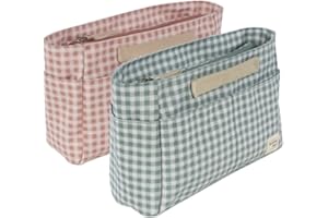 Walking Mum. Neceser de Bebé I Love Vichy. Bolso Organizador pequeño para accesorios de aseo e higiene del bebé. Práctico y cómodo de llevar. Color Rosa. Medidas 26X16X12 cm.