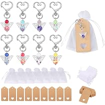 Zasvec 30 Porte-Clés Ange Gardien – Lot Mixte Perles, Gouttes & Cœurs Papillon, Cadeaux Mariage, Baptême, Communion