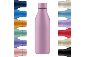 Mi Ko Mi Ka Botella de Agua de Acero Inoxidable - Botella Térmica Reutilizable de Diseño 550ml | Sin BPA | Mantiene 24H Frio / 12H Calor | Termo y Hermética - Doble Pared a Prueba de Fugas (Lila)