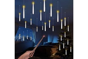 lasesasies Lot de 20 Bougies Flottantes Magiques à Suspendre avec Baguette, Bougies Flottante LED à Piles, Lumière Chaude Vacillante, Bougie Conique électrique Pour Décorations de Noël, Mariage