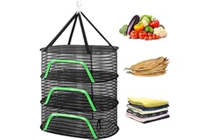 REFORUNG Trockennetz Kräuter 3 lagig Kräutertrockner Netz Hängendes Kräutertrockennetz 60X40cm Kräuter Trocknungsnetz mit Reißverschluss Klappbar Aufhängen Trocken Netze Herb Drying Rack für Obst