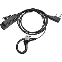 HYS Oreillette en Forme de D pour Talkie-walkie Compatible avec Baofeng UV-5R BF-888S UV-82 Wouxun Kenwood Radio bidirectionnelle (D10K-2