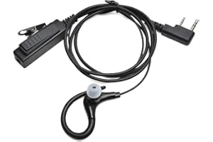 UAYESOK Pinganillo Walkie Talkie con Micrófono PTT, Auricular en Forma de G 2 Pines de Seguridad Compatible con Baofeng UV-5R 888s Kenwood TK-250 TK-2107 Retevis Quansheng