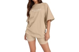 riou 2024 Chándal Mujer Completo Verano Original, Conjunto de Dos Piezas Casual Camiseta Manga corta y Pantalones cortos Suelto Ropa deportiva Diarios Jogger para Fitness Jogging XS-XL