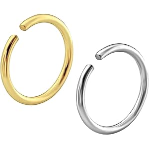Via Mazzini Surgical Steel 8mm No Rusting Pack Of 2 Pcs Clip-On Non-Pierced Nose Ring For Women And Girls (NR0115) 2 Pcs