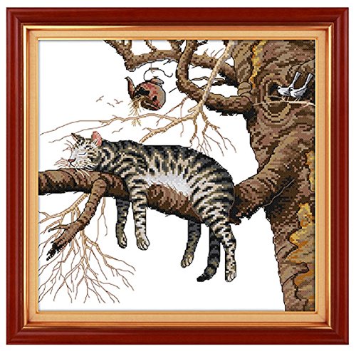 Stickvorlage Vordruck Kreuzstich Stickbild Handarbeit Sticken Katze 46x45 cm
