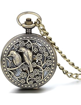 JewelryWe Retro Turteltauben Vögel Blumen Hohe Openwork Handaufzug Mechanische Taschenuhr Skelett Uhr Pullover...