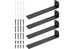 BJBJJIU 4 Pezzi Staffe per Mensole Pesanti, Reggi Mensola da Muro, Staffa per Mensola, Staffe a L in Metallo, Staffe di Supporti per Scaffali, Mensole in Legno Montate a Parete, Nere, (7.87 pollici/200 mm)