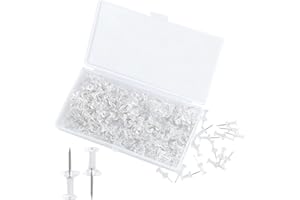 HXMJIED 200 Pcs Transparent Push Pins, Clear Poster Pins, Plastic Head Drawing Poster Tacks Needle, Steel Push Pins, Drawing Pins, Map Pins, With Storage Box, for Cork Board Bulletin, Posters