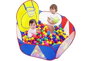 Eocolz Balls dla dzieci, duży pop-up dla dzieci, namiot, plac zabaw z obręczą do koszykówki i torba do przechowywania na zamek błyskawiczny